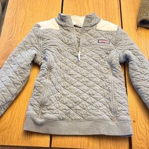 Vineyard Vines Gray and Cream Kids Quilted Sweatshirt